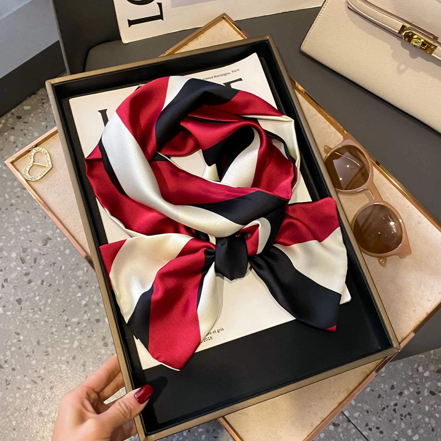 Long Silk Scarf Bag Tie Women Neck Skinny Scarves Hair band Foulard Horse Print Brand Lady Neckerchief Ribbon
