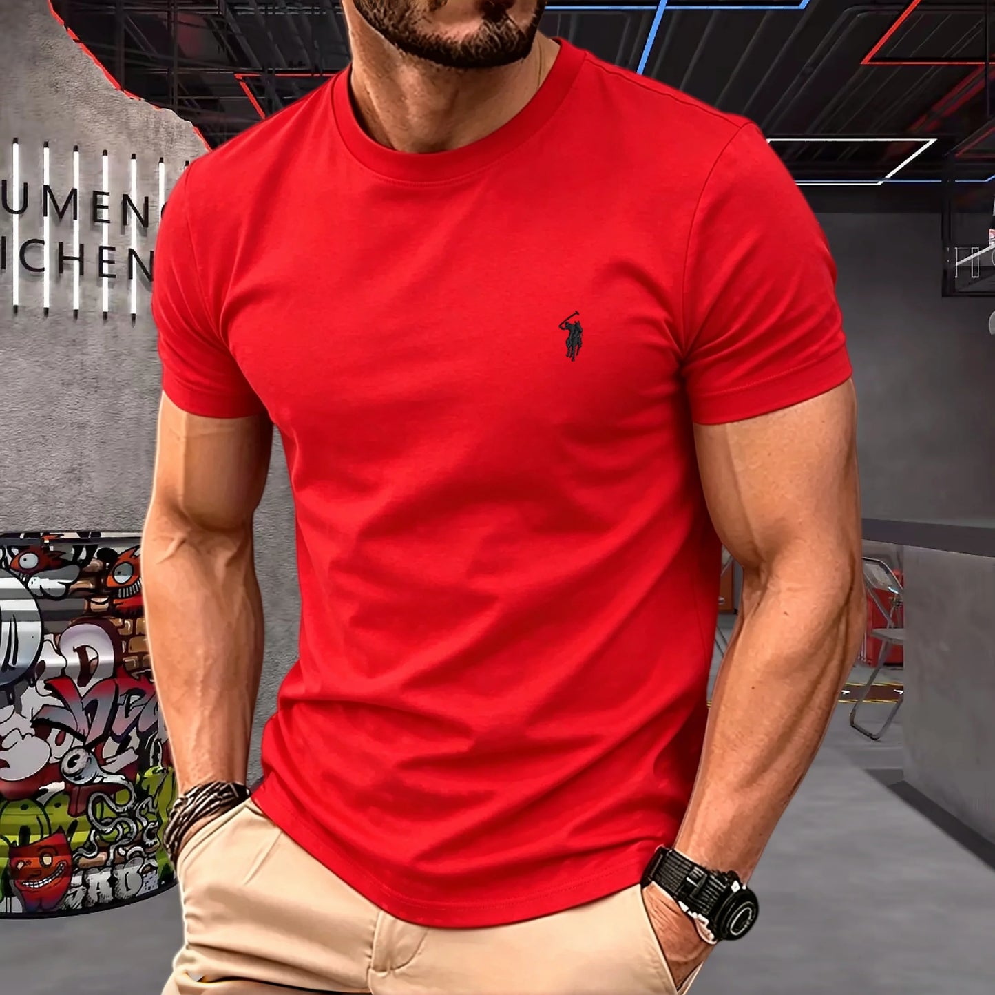 brand round neck short sleeved men's 2026 summer fashion