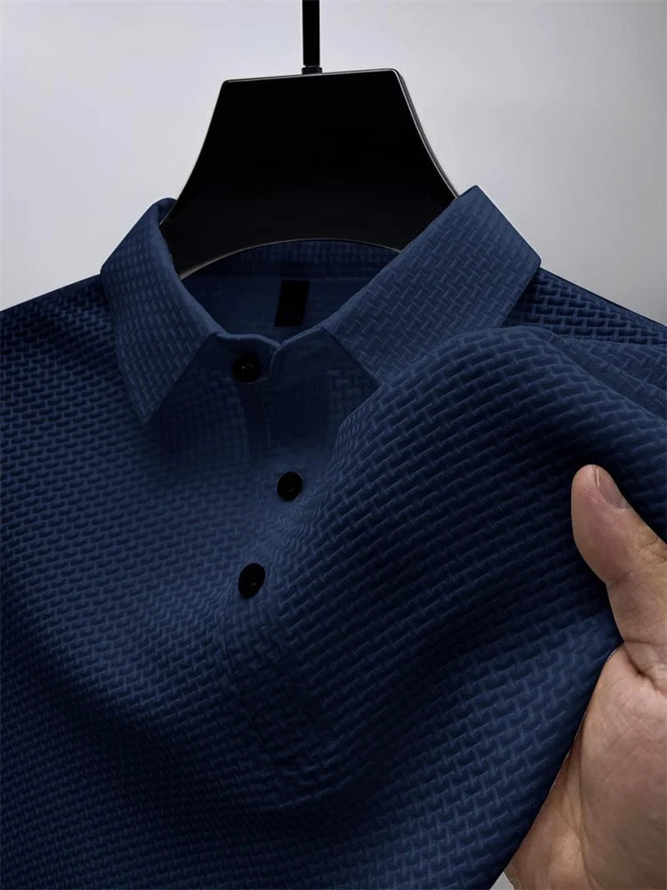 Summer men's loose and comfortable short-sleeved polo shirt ice silk breathable business fashion T-shirt high quality clothing