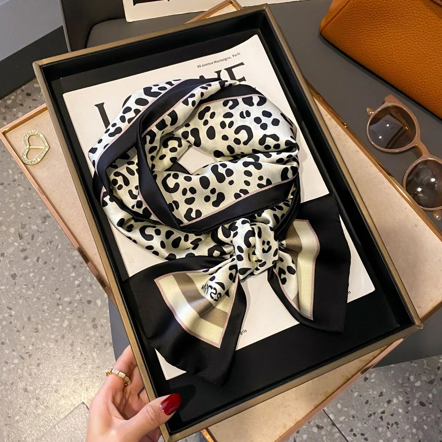Long Silk Scarf Bag Tie Women Neck Skinny Scarves Hair band Foulard Horse Print Brand Lady Neckerchief Ribbon