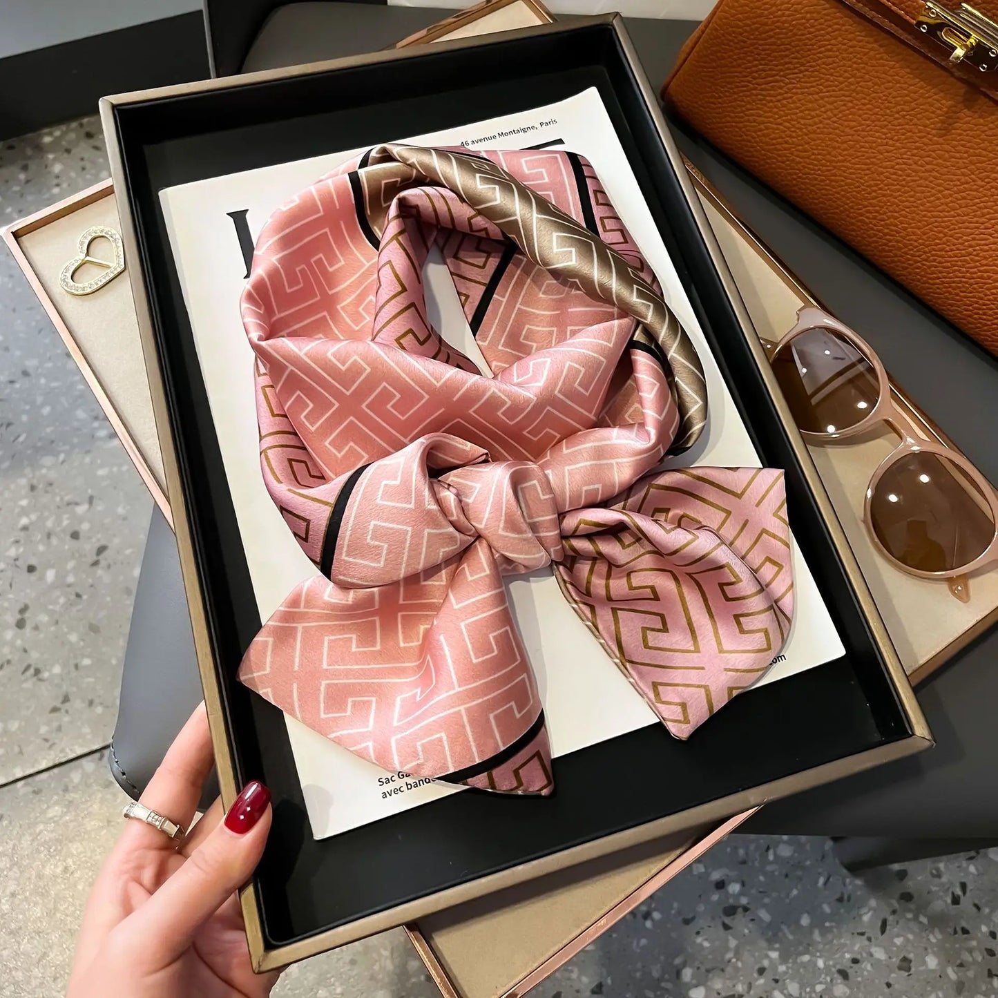 Long Silk Scarf Bag Tie Women Neck Skinny Scarves Hair band Foulard Horse Print Brand Lady Neckerchief Ribbon