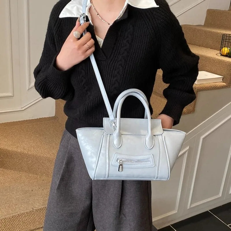 Large Capacity Square Satchel Diaper Bag Women Elegant Leather Handbag Original Retro Trendy Letter Logo For Business