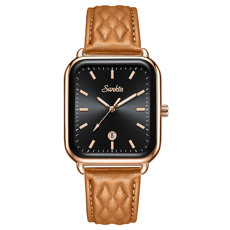 LIGE Vintage Fashion Quartz Wristwatches SUNKTA 2026 Top Luxury Watches Women Waterproof Luminous Mesh Strap Ladies Watch Gifts