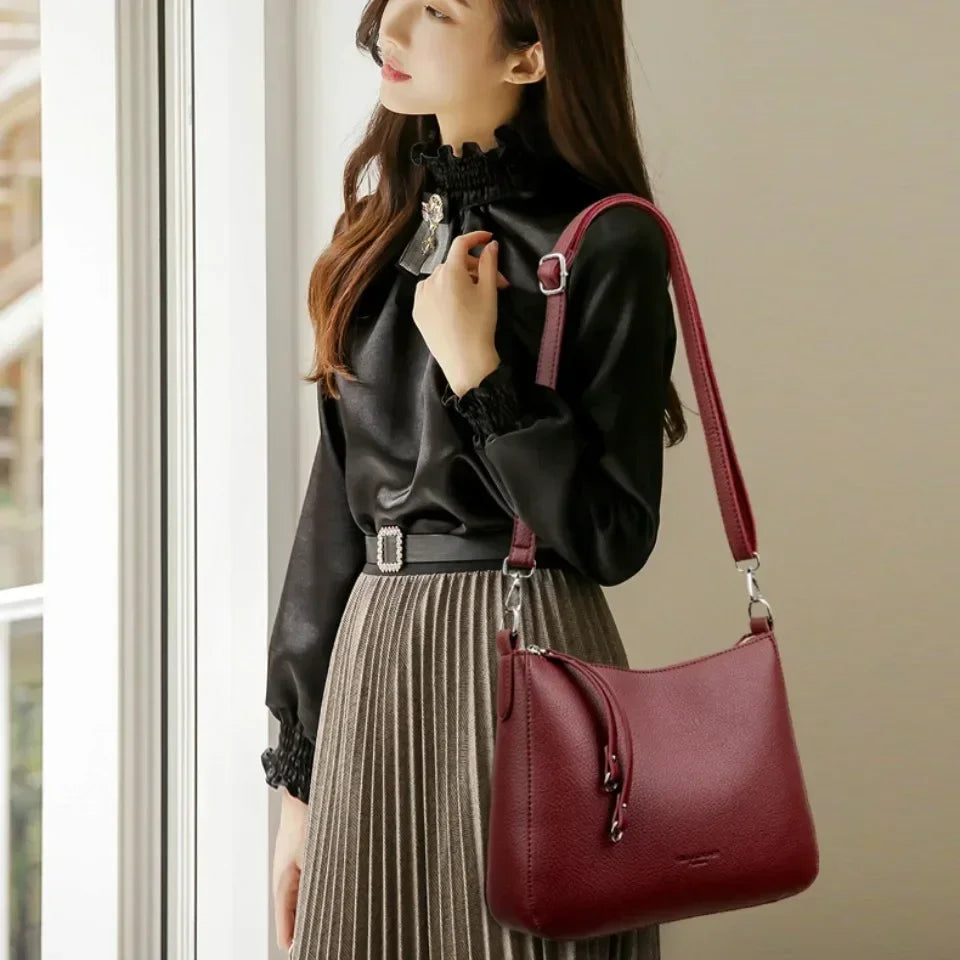 Genuine Brand Women's Soft PU Leather Shoulder Crossbody Bags Luxury Hand Bags Designer Ladies Messenger Commuting Sac A Main