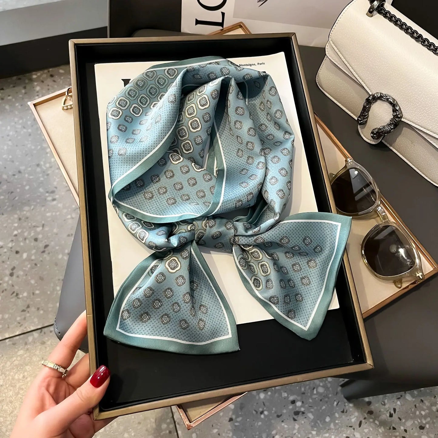 Long Silk Scarf Bag Tie Women Neck Skinny Scarves Hair band Foulard Horse Print Brand Lady Neckerchief Ribbon