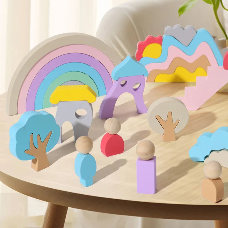 Kids Montessori Toys Wooden Rainbow
