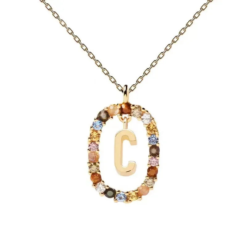 Creative A-Z Letter Pendant Women's Necklace Sweet Versatile Adjustable Chain Lobster Clasp Colorful Jewelry Popular 2026 Gift
