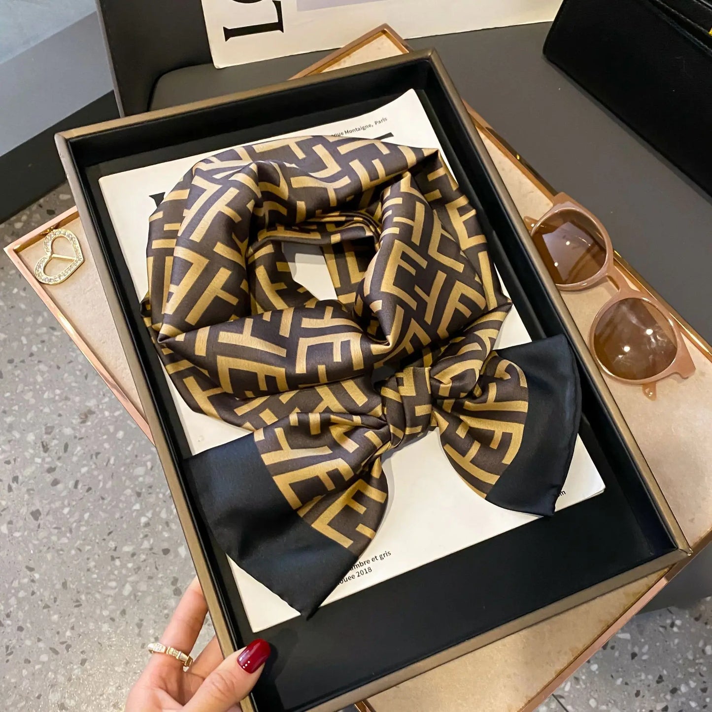 Long Silk Scarf Bag Tie Women Neck Skinny Scarves Hair band Foulard Horse Print Brand Lady Neckerchief Ribbon