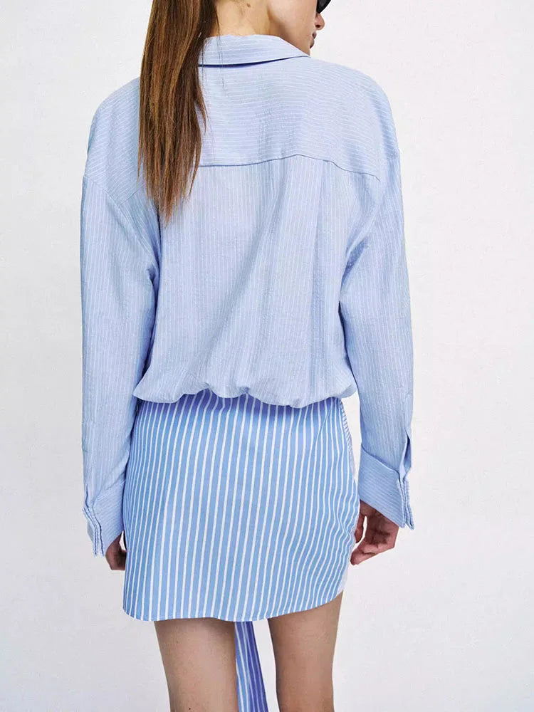 Spring New Arrival Women's Long Sleeve Shirt Style Knot Short Dress Ethnic Stage Costume 18-25 Years Olds 2026 Spring