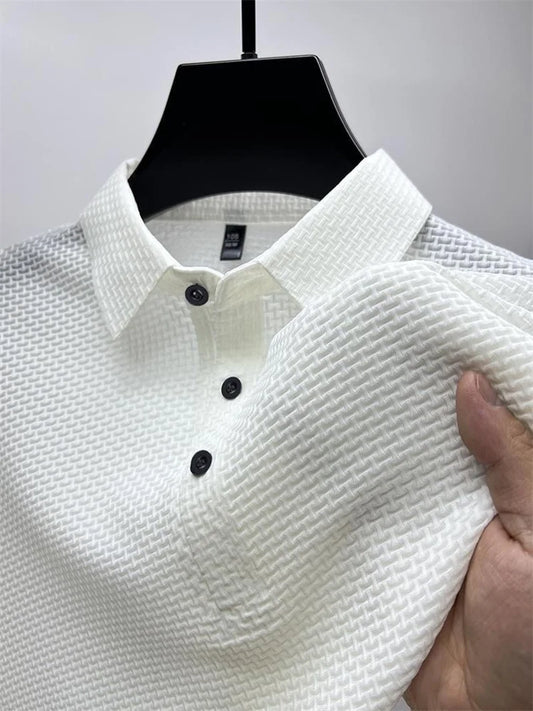 Summer men's loose and comfortable short-sleeved polo shirt ice silk breathable business fashion T-shirt high quality clothing