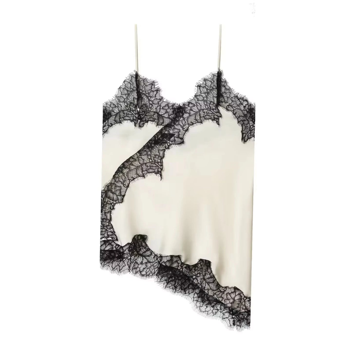 HH 2026 Summer Polka Dot Tops For Women Fashion High Street Asymmetrical Lace Patchwork Tanks Elegant Women Backless Camisole