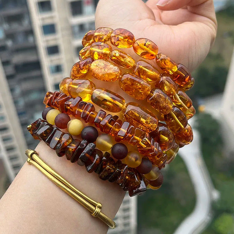 2026 New Natural Amber Bracelets for Women Trendy 100% Genuine Irregular Original Piebald Top Quality Baltic Real Fine Jewelry
