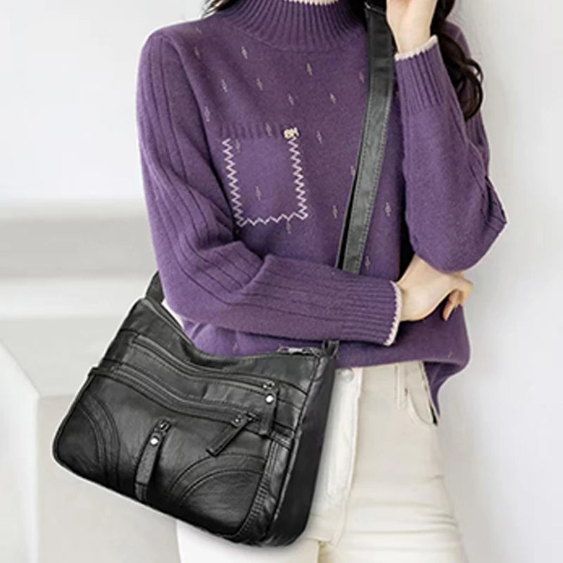 Fashion Women's Multi-color Leather Crossbody Bag for Daily Outings Commute Versatile Multi-pocket Stylish High-end Bag