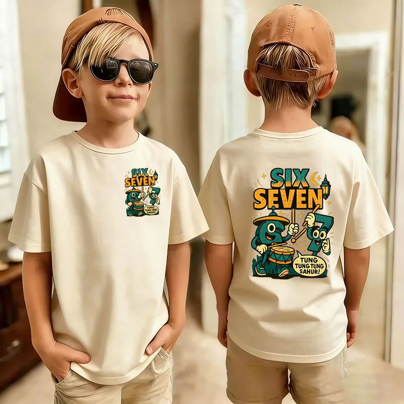 Cute Funny Six Seven Italian Brainrot 67 Number Graphic Print T-Shirt Boy/Girl Summer Short Sleeved Kids Tshirt Top Fan Gifts