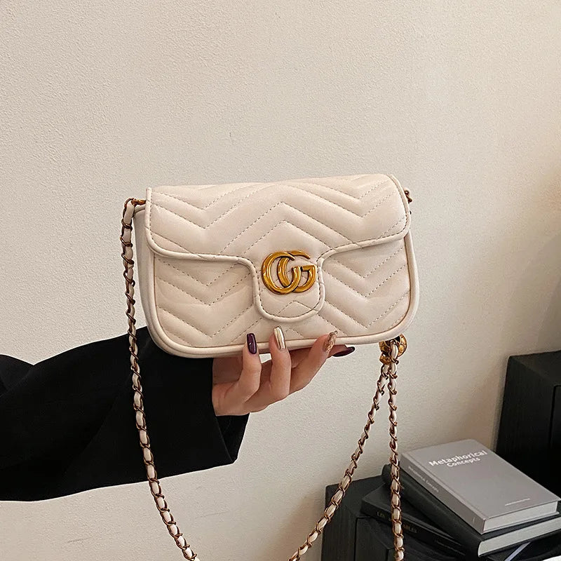 Fashion Design Women's Small Square Stylish Handbag Luxury Chain Crossbody Shoulder Handbags Luxury Embroidered Check Square Bag