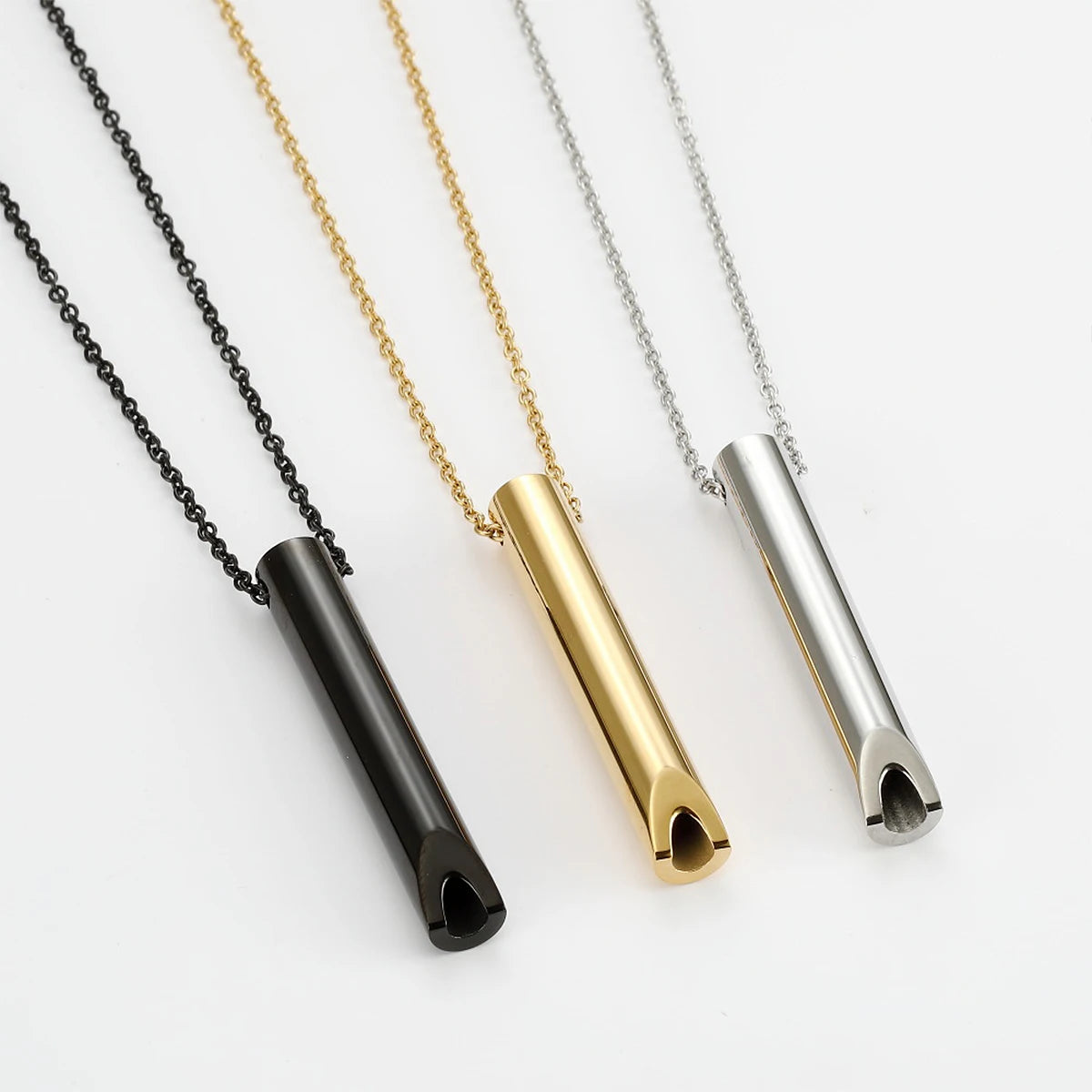 528Hz Meditation Breathing Necklace Stainless Steel Mindful Breathing Whistle for Anxiety & Stress Relief Yoga Gift