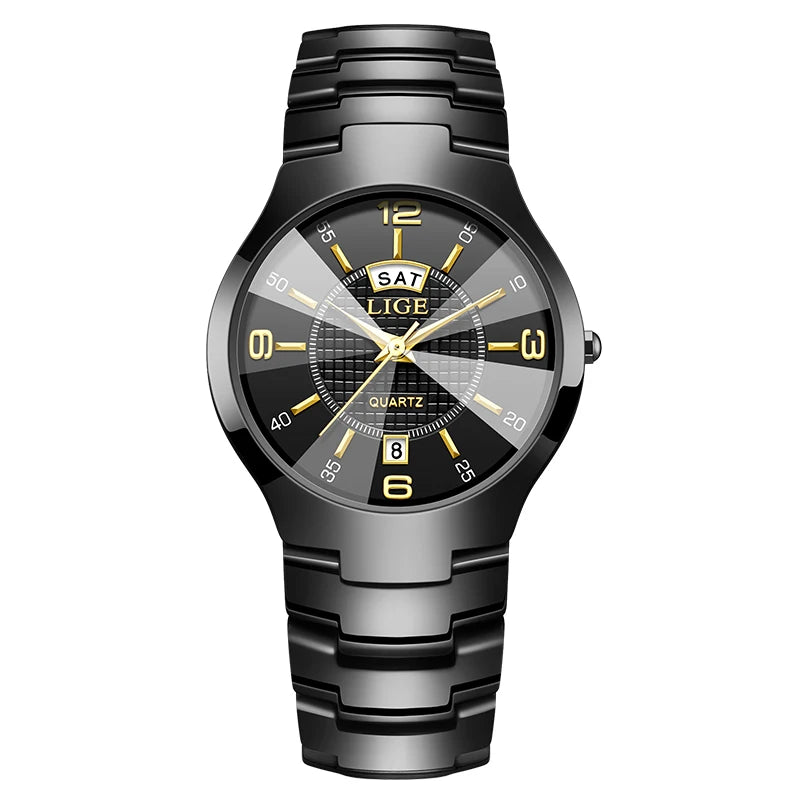 LIGE 2026 Elegant Ceramic Womens Watch Luxury Fashion Quartz Wristwatches Waterproof Date Week Watches Ladies Gifts Reloj Mujer