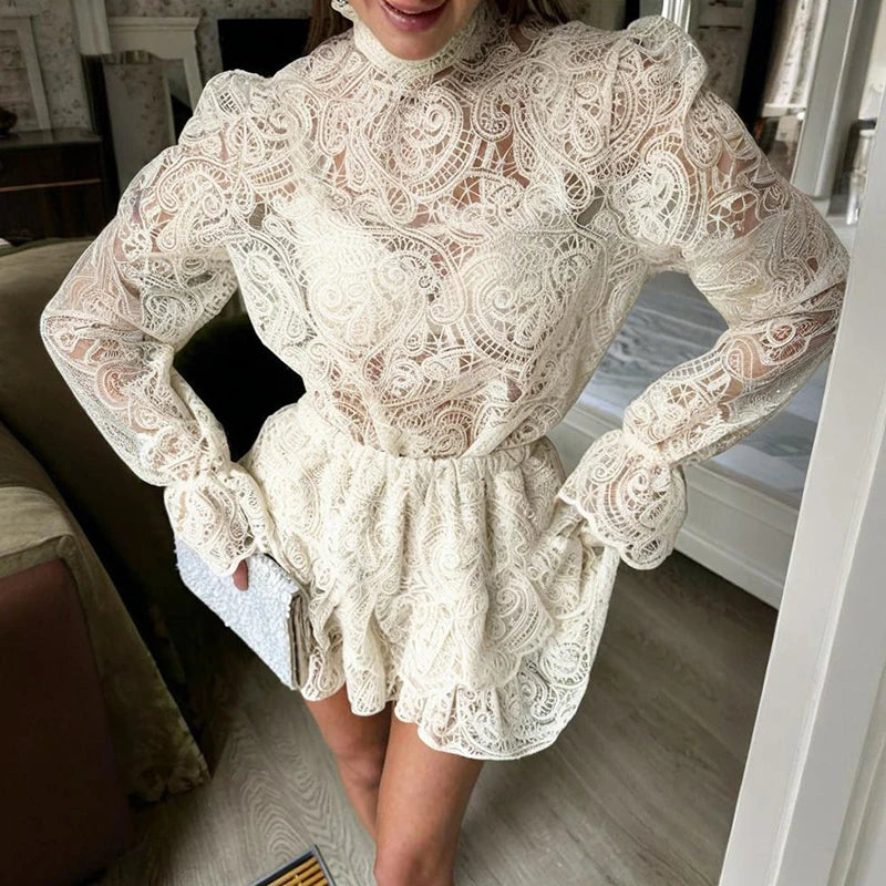 New Lace Hollow Two Piece Skirt Suit Women's
