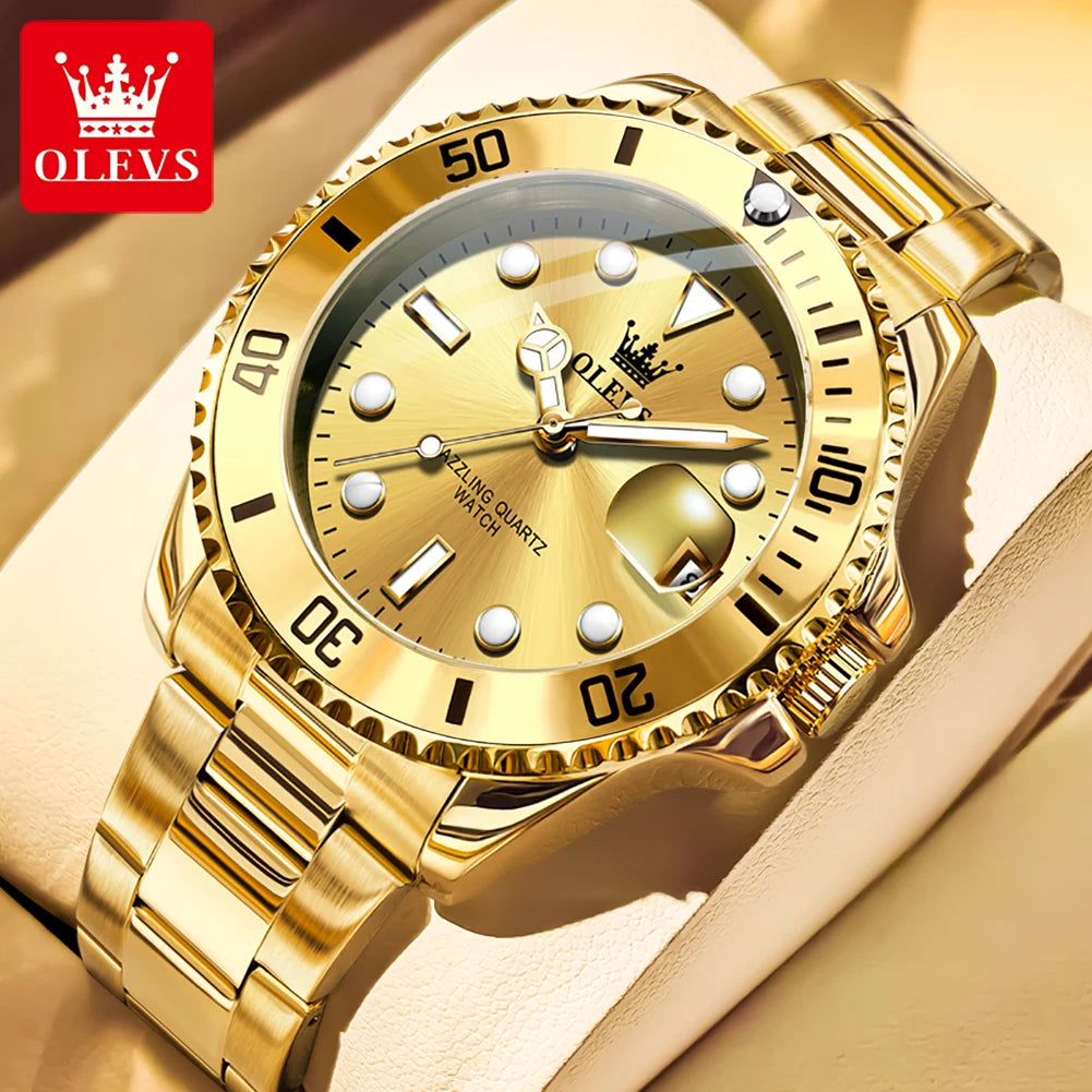 OLEVS 5885 Diving Series Men Watch Luxury Automatic Date Original Watch Trendy Stainless Steel Waterproof Sports Quartz Watch