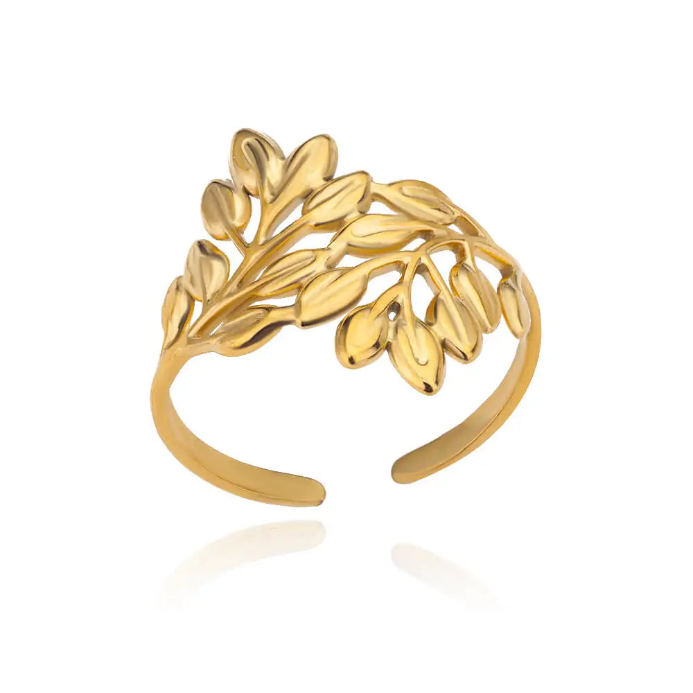 White Zircon Flower Leaf Shape Stainless Steel Rings For Women Adjustable Aesthetic Wedding Ring Light Luxury Female Jewelry BFF