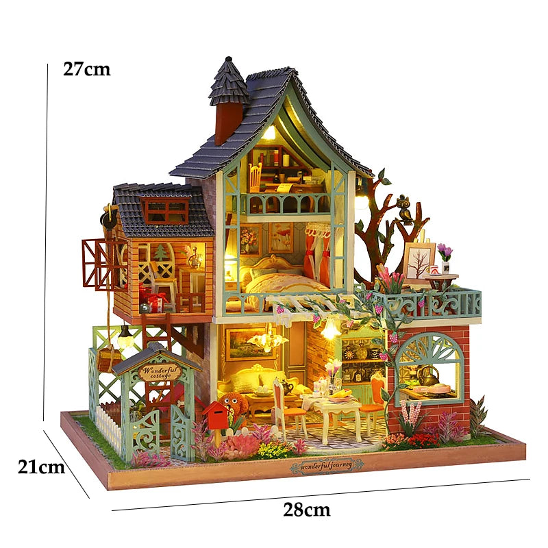 Wooden Miniature Doll House 3D Puzzle Assembly