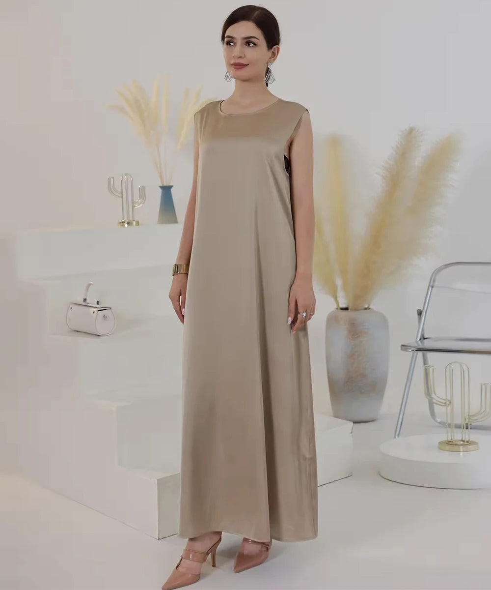 Abaya Inner Dress High Quality White Sleeveless