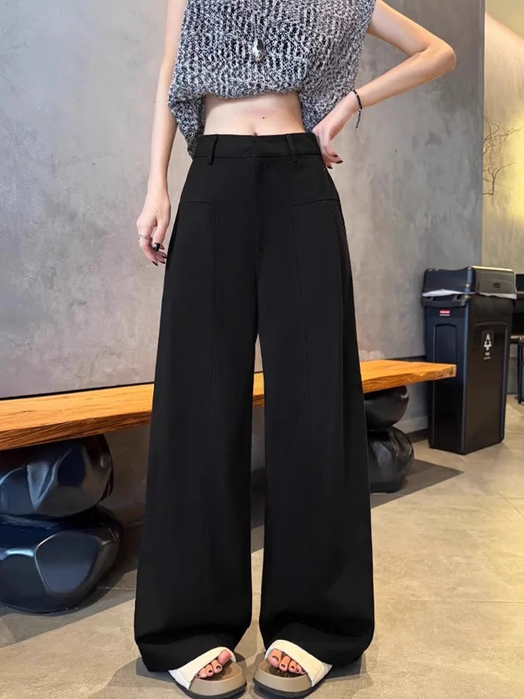 White Wide Leg Cotton Linen Pants For Women Summer Ladies Pant Cotton Trousers Suit For Woman Elegant Straight Leg Office Pants