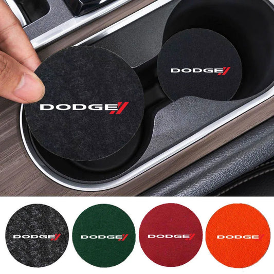 Non-slip Car Water Cup Pad Round Felt Coaster Mat Anti-Slip Car Water Coaster Cup for Dodge CHALLENGER DART NITRO RAM SRT SXT