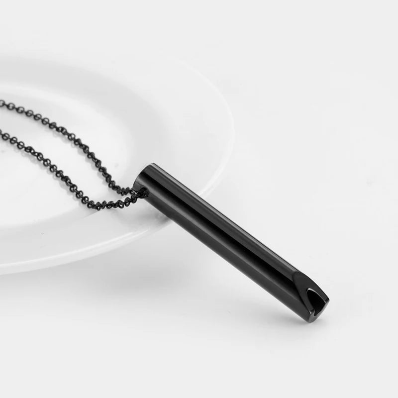 528Hz Meditation Breathing Necklace Stainless Steel Mindful Breathing Whistle for Anxiety & Stress Relief Yoga Gift