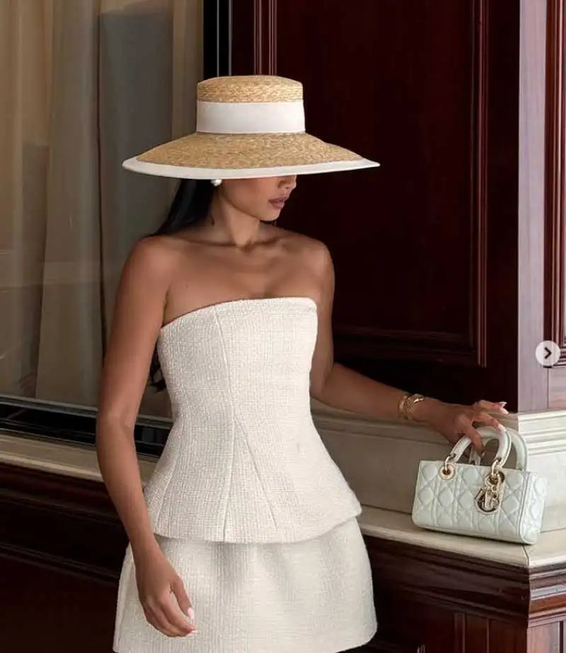 French Straw Hat Elegant Women's Outdoor