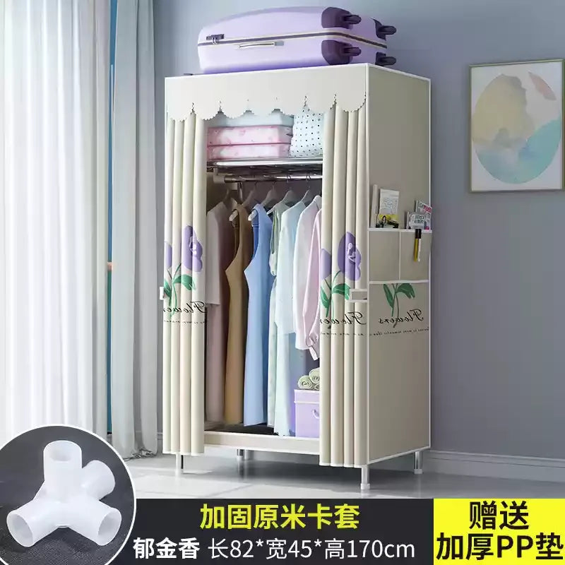 ‌Portable Fabric Closet, Multi-Tier Steel Wardrobe, Rust-Resistant Compact Cabinet Waterproof Storage Organizer with Multi-Color