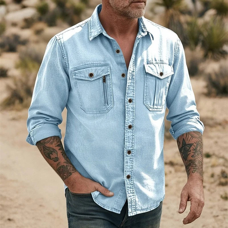 Fashion Mens Solid Color Cargo Shirt Linen Breathable Long Sleeve Buttoned Casual Shirts 2026 Spring Autumn Stylish Men Cardigan