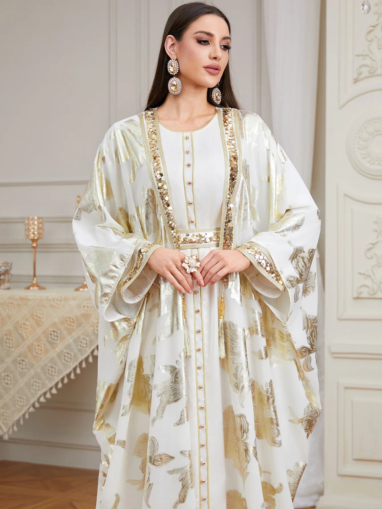 2PCS Dubai Abaya Dress Turkey Kaftan