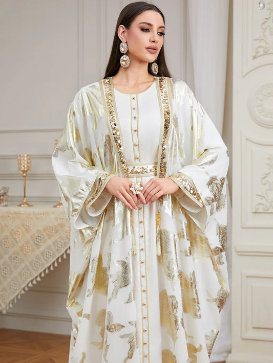 2PCS Dubai Abaya Dress Turkey Kaftan
