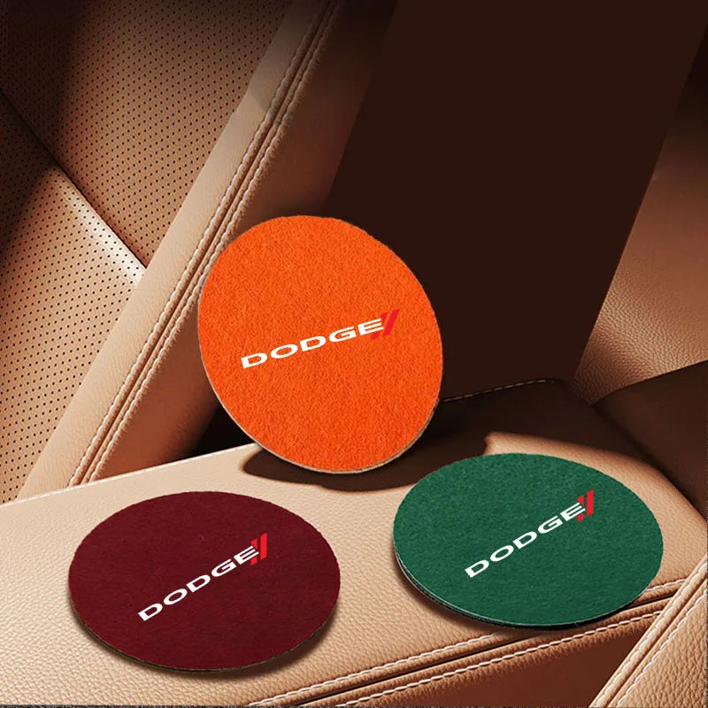 Non-slip Car Water Cup Pad Round Felt Coaster Mat Anti-Slip Car Water Coaster Cup for Dodge CHALLENGER DART NITRO RAM SRT SXT