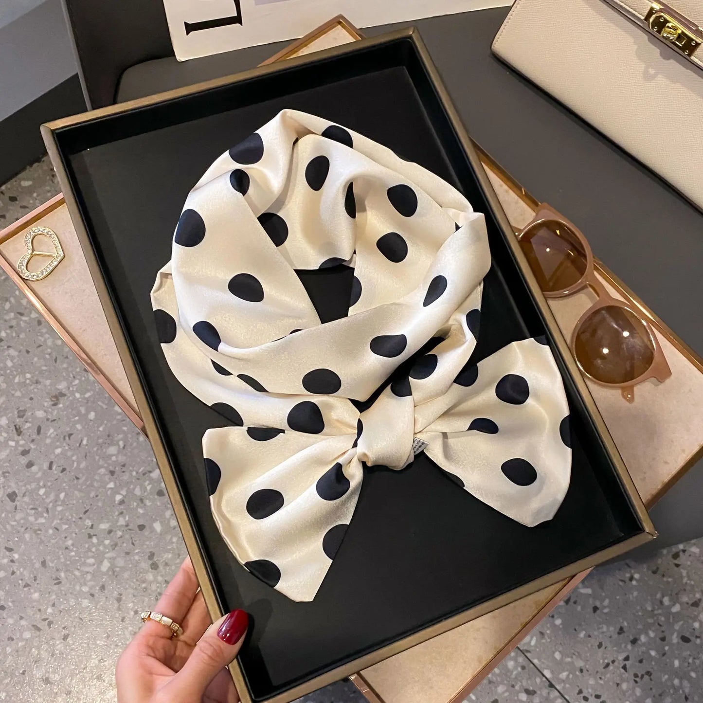 Long Silk Scarf Bag Tie Women Neck Skinny Scarves Hair band Foulard Horse Print Brand Lady Neckerchief Ribbon