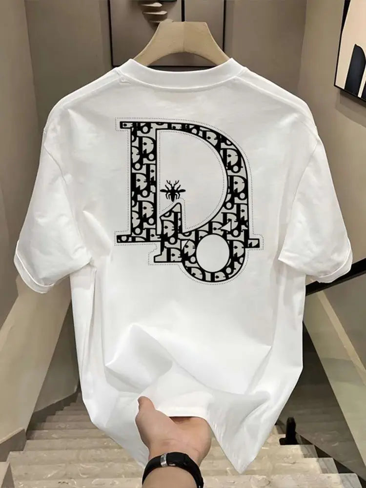 Heavy Trendy Brand Letter T-shirt American Ruffian Handsome Print Men's and Women's Summer Trend Loose Short-sleeved Crew Neck