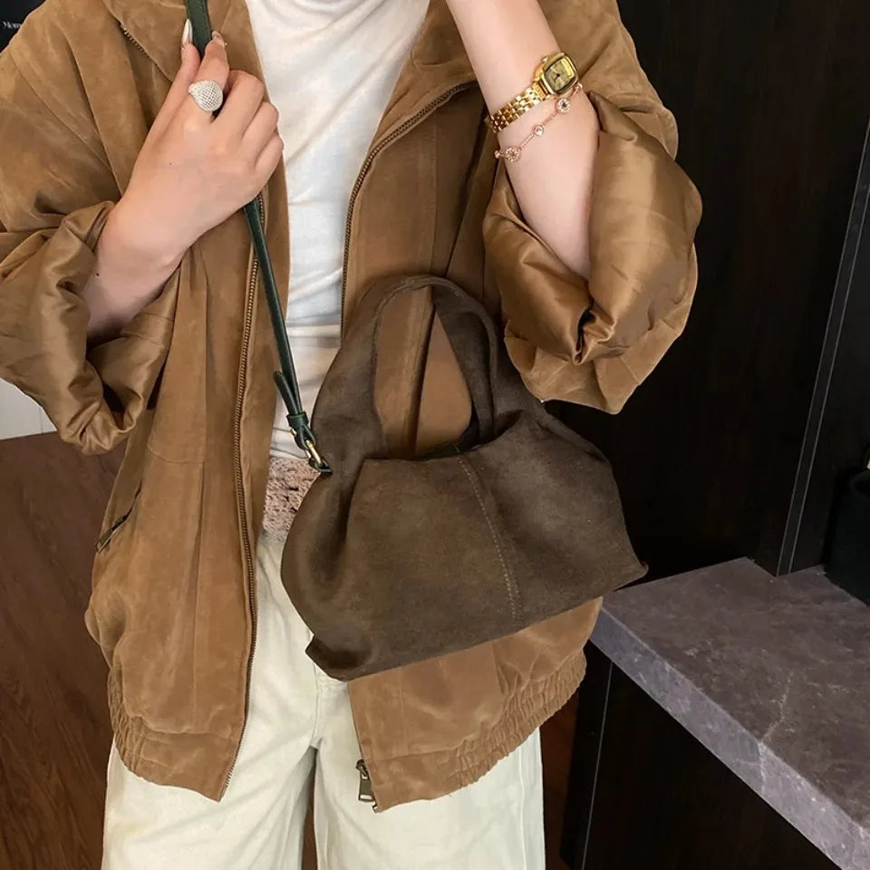 Designer Frosted Mini Handbag Luxury Women's Faux Suede Top-Handle Bags Female Shoulder Crossbody Bags for Women Summer Style