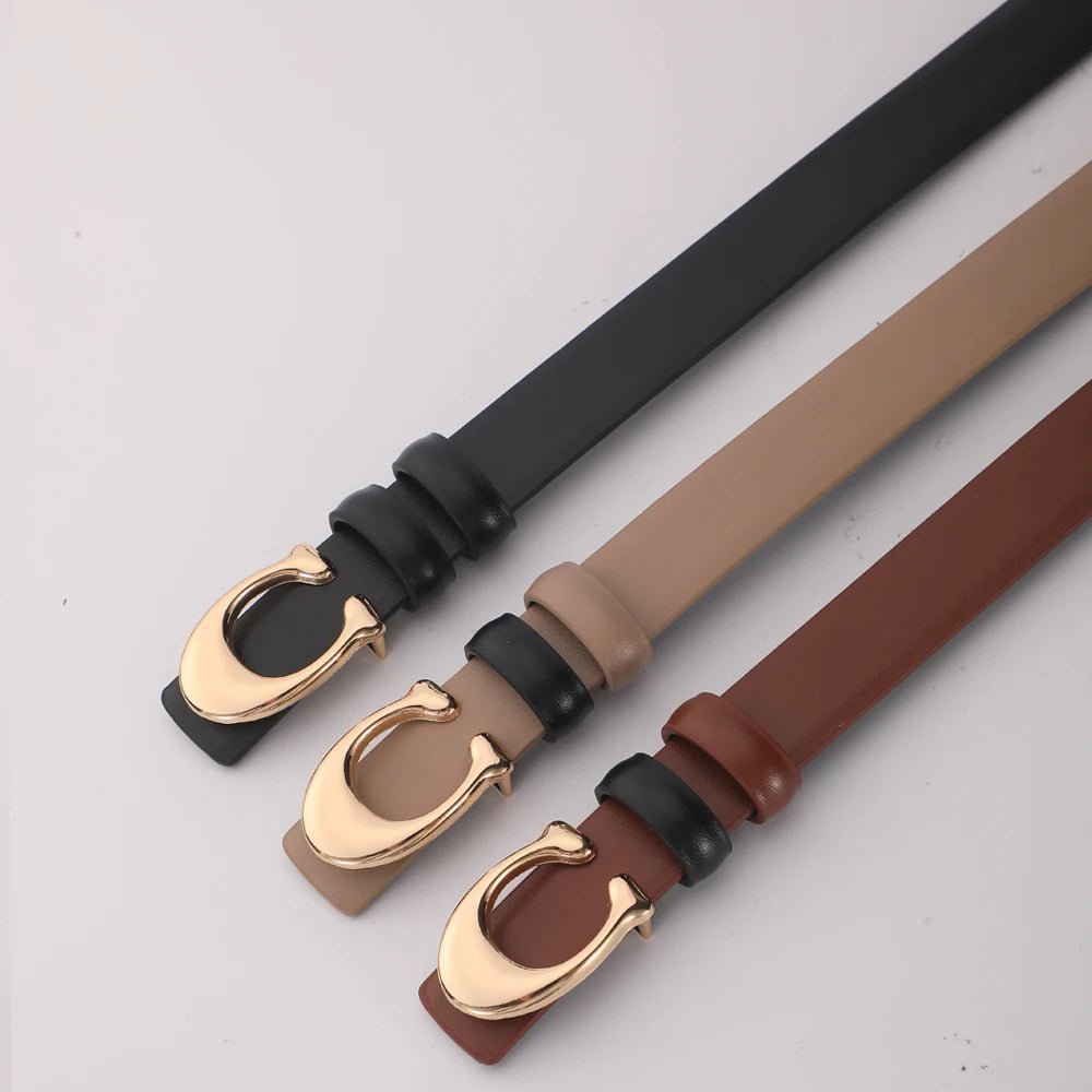 2-3pcs Fashion C-buckle Belt Simple Women Jeans Skirt Automatic Buckle Belt Trendy Women Birthday Party Gifts
