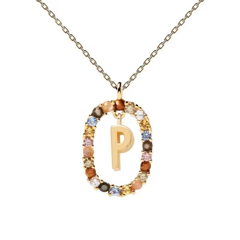 Creative A-Z Letter Pendant Women's Necklace Sweet Versatile Adjustable Chain Lobster Clasp Colorful Jewelry Popular 2026 Gift