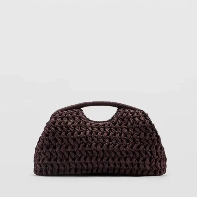 Woven Banquet Handbag Summer Bohemian Seaside Vacation Beach Bag Fashionable Advanced Clip Crossbody Bag Brand Women's Woven Bag