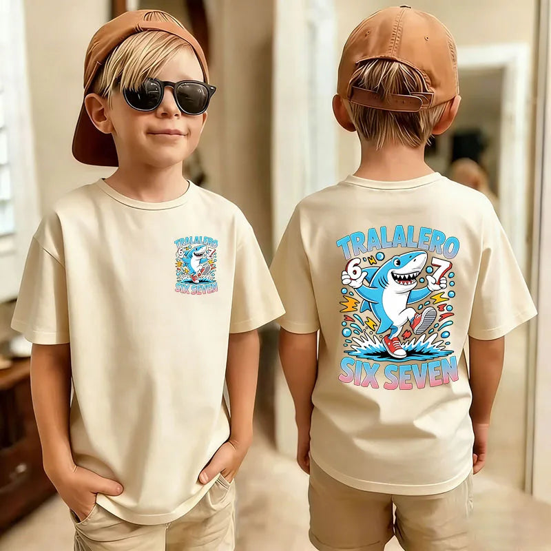 Cute Funny Six Seven Italian Brainrot 67 Number Graphic Print T-Shirt Boy/Girl Summer Short Sleeved Kids Tshirt Top Fan Gifts