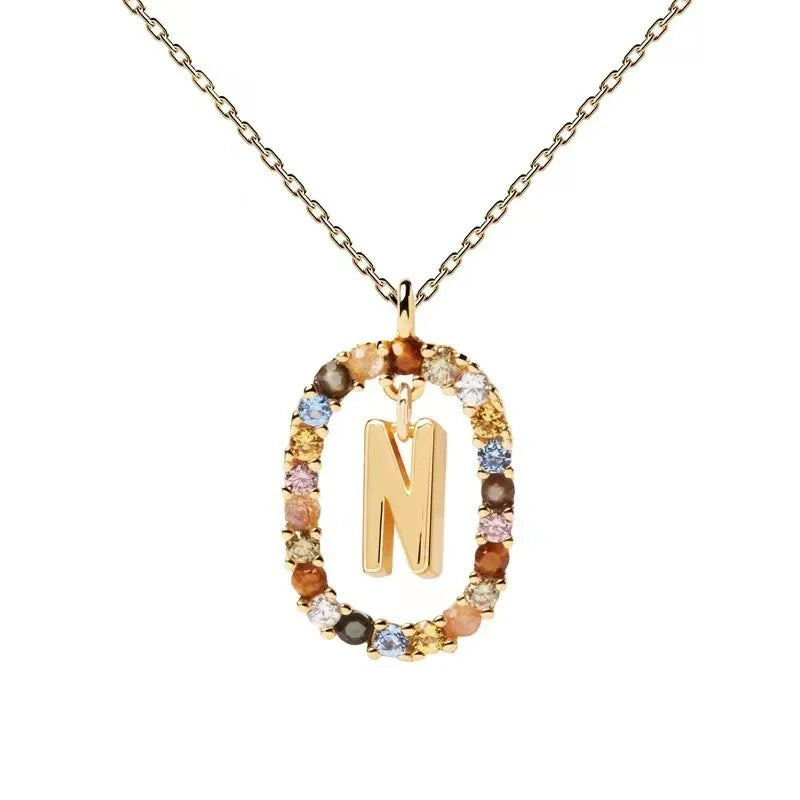 Creative A-Z Letter Pendant Women's Necklace Sweet Versatile Adjustable Chain Lobster Clasp Colorful Jewelry Popular 2026 Gift