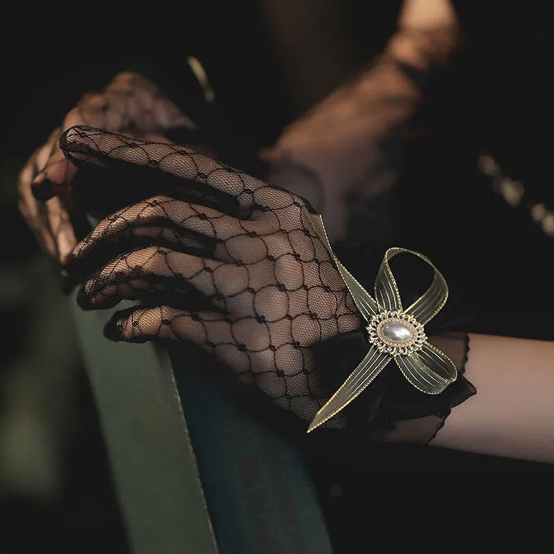 New Arrival Black Gloves lace Sexy Lace Short Tulle Full Finger  Driving Gloves Cheap Bride Gloves Guantes Largos Mujer 2026
