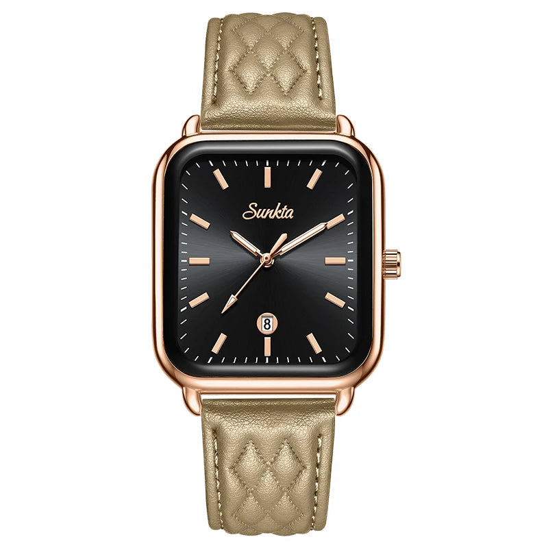 LIGE Vintage Fashion Quartz Wristwatches SUNKTA 2026 Top Luxury Watches Women Waterproof Luminous Mesh Strap Ladies Watch Gifts