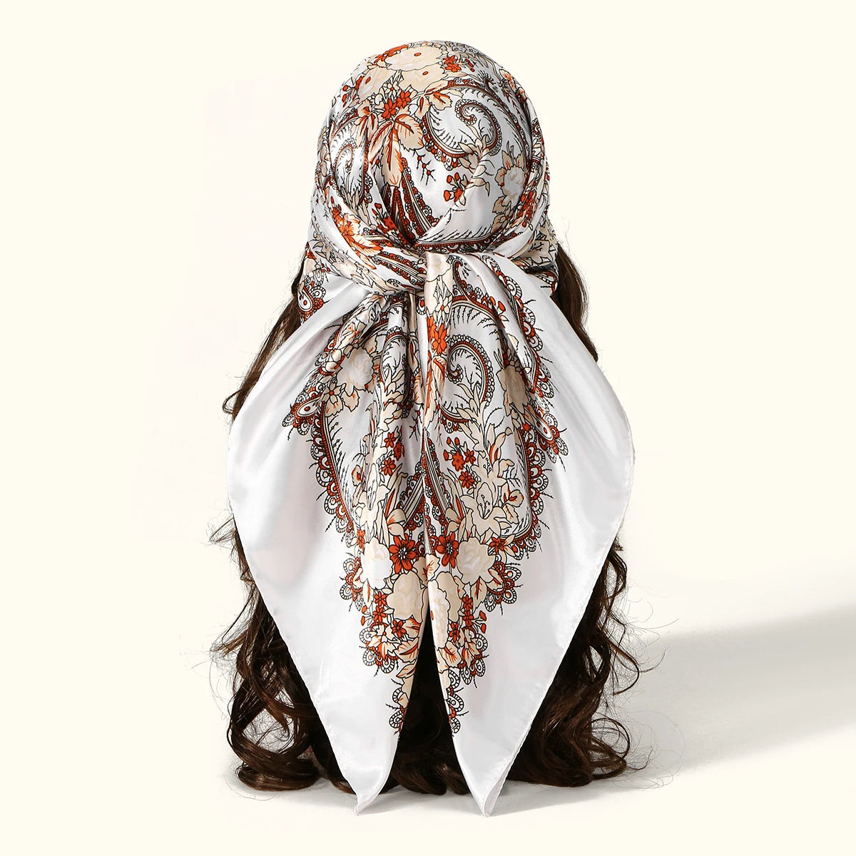 90cm Leopard Print Square Scarf Satin Silk Headband Muslim Woman Hijab Lady Fashion Hairwrap Rock Style Headscarf Islam Foulard