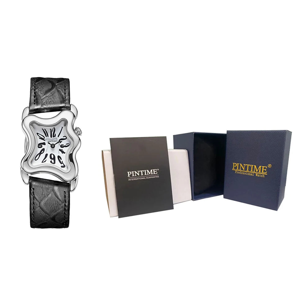 2026 Unique Canteen Shape Y2K Watch Vintage Quartz Watch 30M Waterproof Roman Dial Leather Strap Unisex Gift Twisted Wristwatch