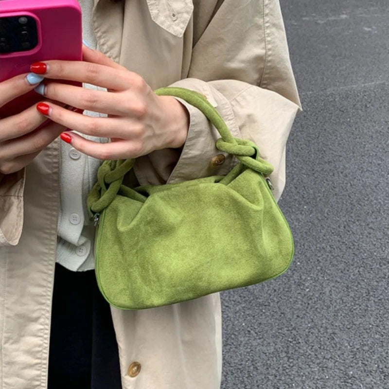 Small Suede Fashion Leather Shoulder Bags for Women 2026 Luxury Designer Brand Trend Crossbody Bag Females Short Handle Handbags