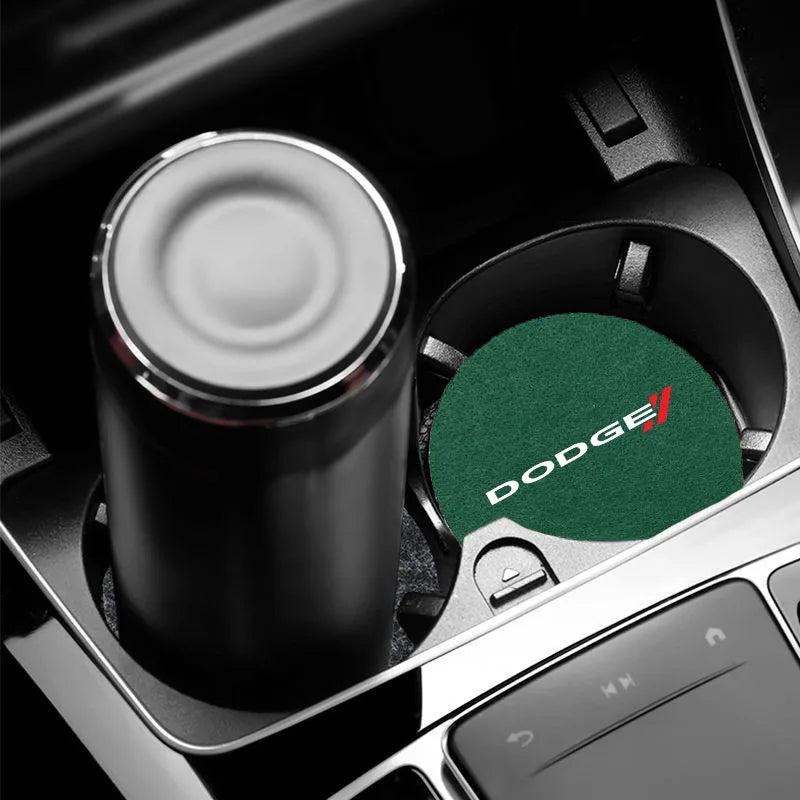 Non-slip Car Water Cup Pad Round Felt Coaster Mat Anti-Slip Car Water Coaster Cup for Dodge CHALLENGER DART NITRO RAM SRT SXT