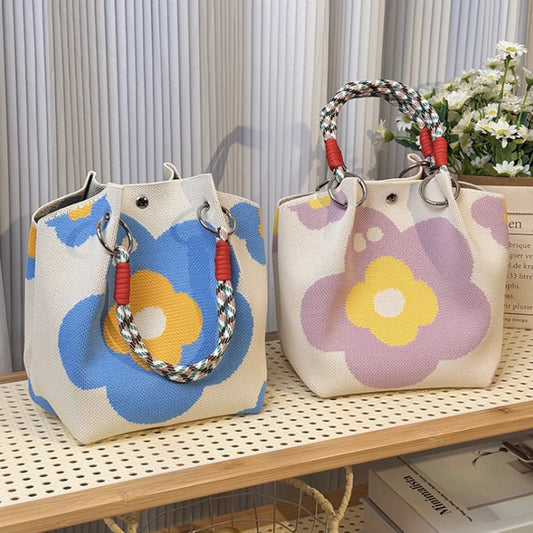 Knitted Retro Bucket Bag – Color Block